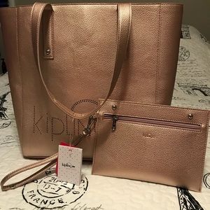 Kipling Rose Gold Tote NWT